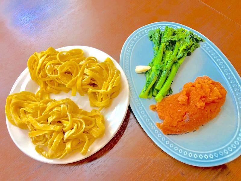 菜の花のたらこパスタ　材料