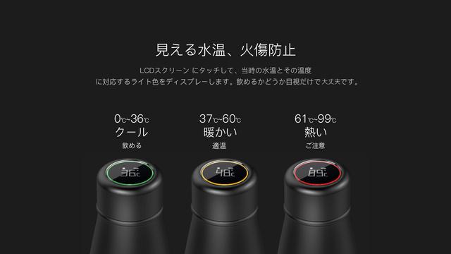フタの上部に中身の温度が表示される様子